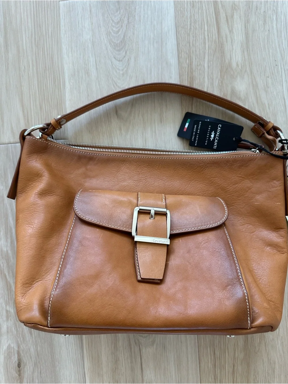 Cavalcanti Cognac Leather Shoulder Bag